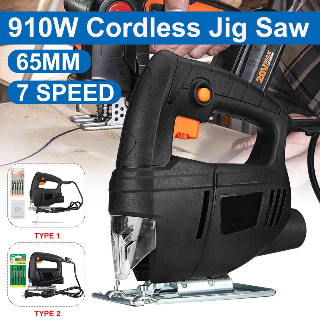 

Лобзик DC 220В 50-60Гц 910Вт с регулировкой скорости Электрическая пила с 5 пилками Деревообрабатывающий лобзик Металлическая линейка для деревообработки Not Adjustable Speed