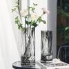 Creative Gray Pleated Glass Vase for Fresh Flowers and Lilies – Twisted Pattern Living Room Ornament