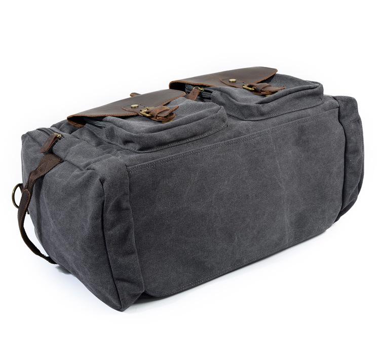 Borsa da Viaggio da Uomo in Tela e Pelle Crazy Horse - Grande Capacità Borsa da Viaggio con Cerniera Retrò