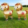 2026 Cartoon Animal Theme 3D Standing Cute Horse Aluminum Film Balloon With Wheels Children Birthday Party Photo Prop Decoration