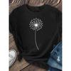 Women'S T-shirt Dandelion Print - Comfortable Long Sleeved Round Neck - Perfect Choice for Spring and Autumn Casual Wear