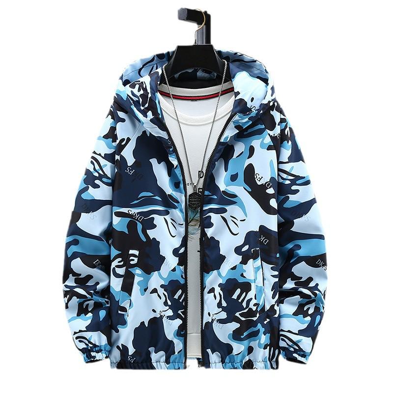 Men's Reversible Camouflage Hooded Jacket – Spring/Autumn Thin Casual Jacket, Youth Large Size.