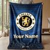 Custom Text Flannel Throw Blanket, Lightweight Cozy Bed Sofa BlanketChelsea FC