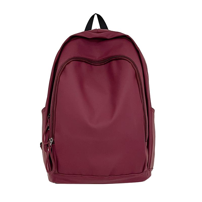 Soft Leather Schoolbag Solid Color Student Backpack Women's Large Capacity Backpack Men Computer Travel Backpack