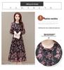 Women's Mid-Length Floral Chiffon Spring Dress - Waist-Slimming, Over-the-Knee, Long-Sleeved Fashion