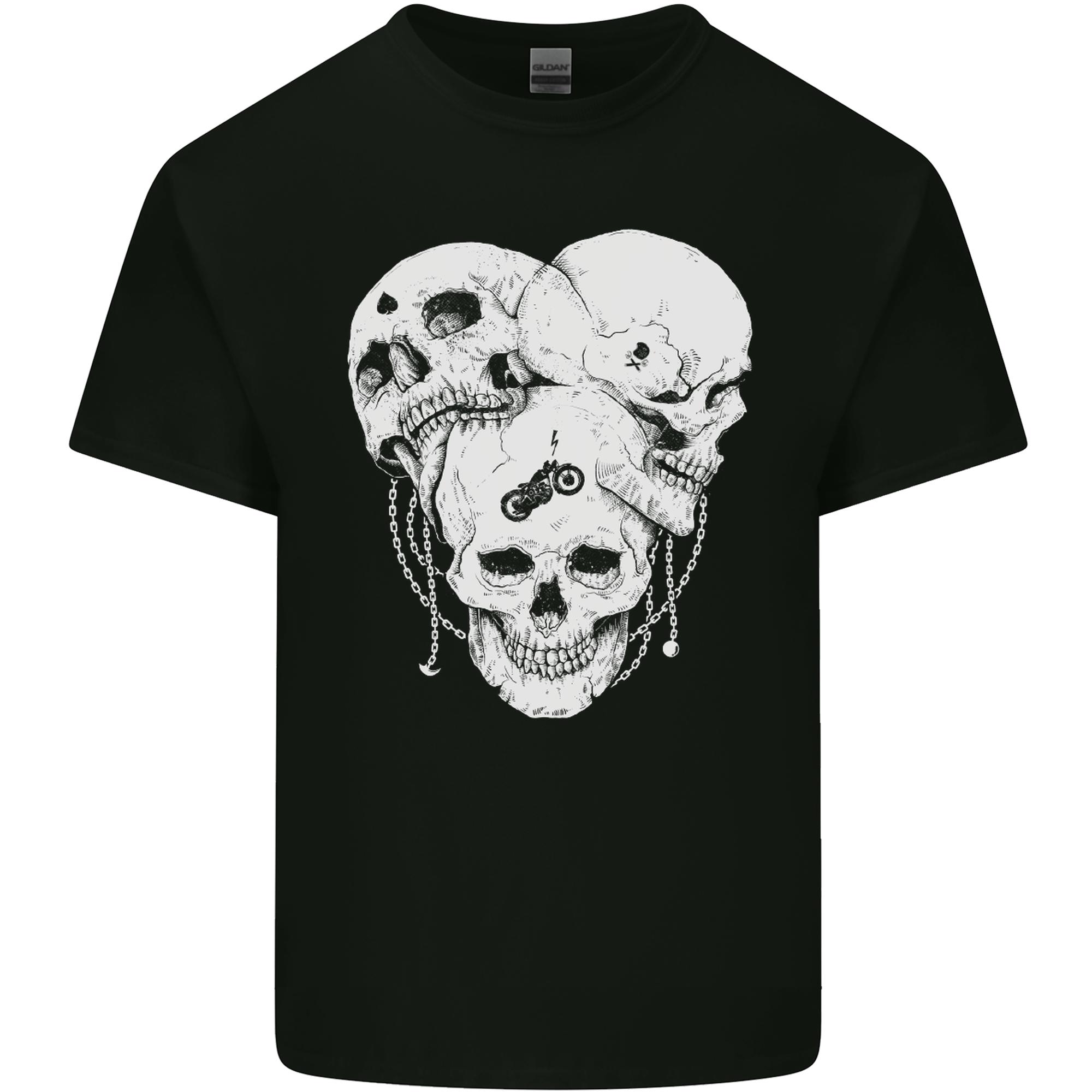 Biker Skulls Motorcycle Motobike Chopper Unisexs Light Cotton TShirt S