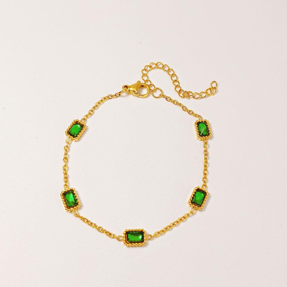 Fashion Personalized Emerald Collarbone Chain Personalized Design Titanium Steel Bracelet Women Do Not Fade Versatile
