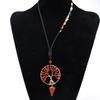 Artificial Agate Tree Of Life Pendant Necklace With Crystal Drop For Women