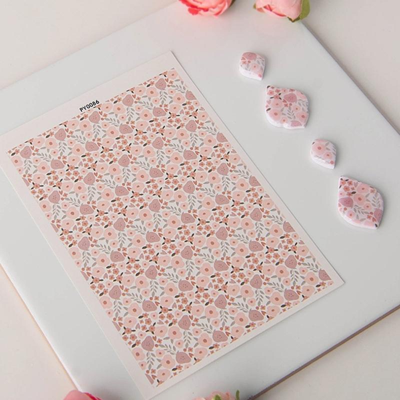 Flower Clay Transfer Paper Bird Flower Transfer Paper Water Soluble Transfer Paper for Clay Earrings Jewelry Making