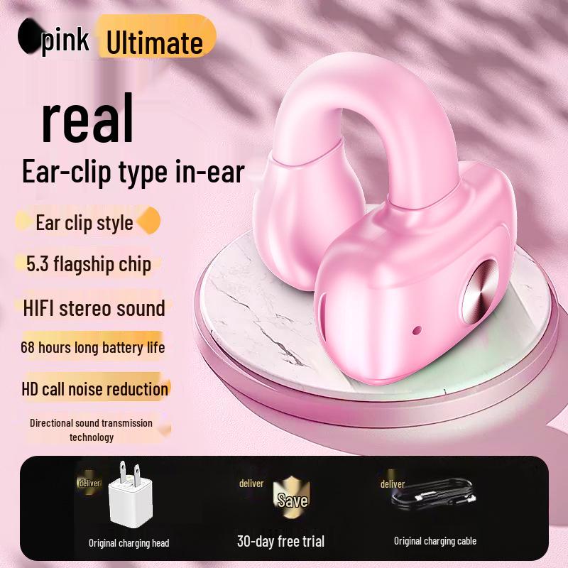 Mini Wireless Bluetooth Ear Clip: Sports Noise-Canceling Earphones with Long Battery Life