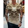 Men's T-Shirt Vintage Punk Short Sleeve Skull Print Men Top Oversized Casual Hip Hop T Shirt Summer O Neck Men's Tee Clothing