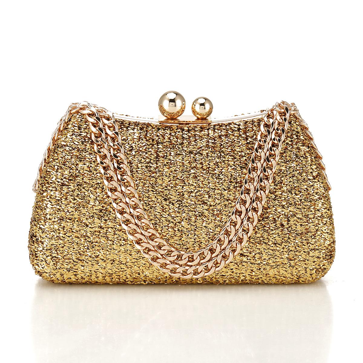 

Glitter Gold Sequined Evening Bags Chain Handbags Luxury Designer Bolso Mujer Pillow Banquet Party Dinner Clutch Shoulder Bags золотой