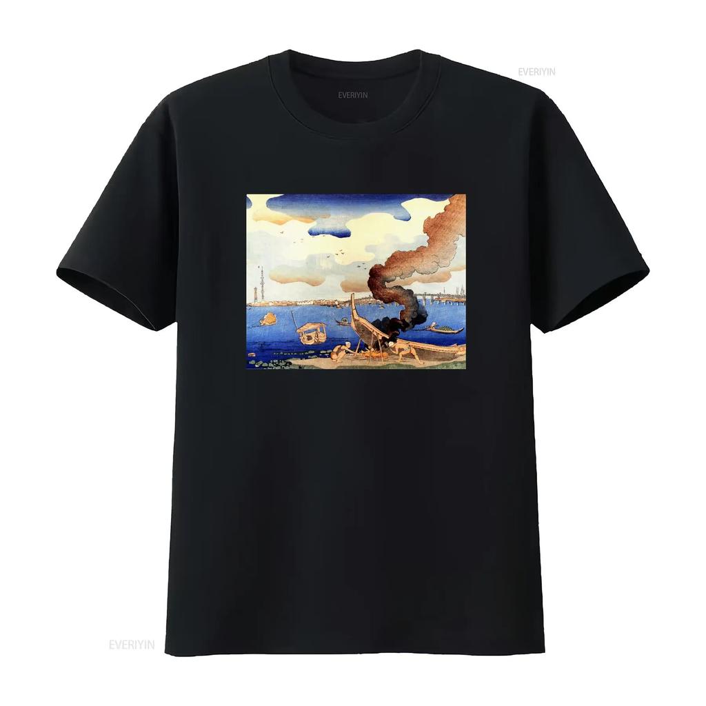 Caulking Boats Kuniyoshi Utagawa T Shirt ArT Japanese for Her Him Lover Vintage Washed Slightly