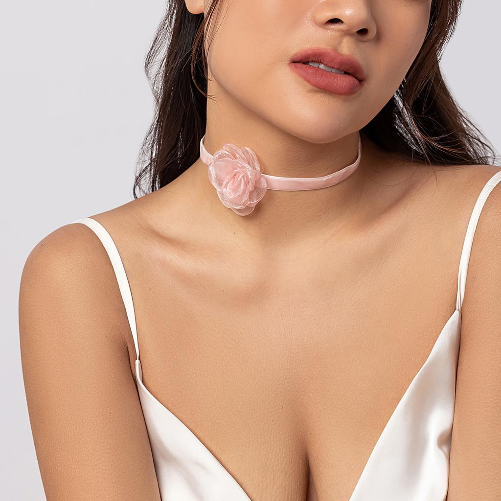 Elegant Big Flower Choker Necklace for Women Trendy Ladies Long Knotted Rope Chain Necklaces 2026 Fashion Jewelry On Neck Collar