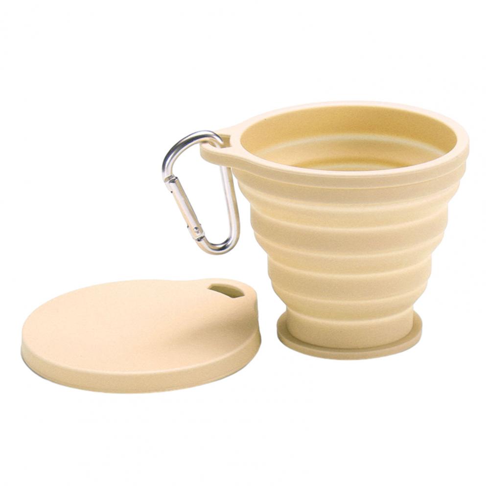 Silicone Collapsible Water Cup with Carabiner Handle 180ml Portable Travel Washing Cup Reusable Wide-Mouth Water Container