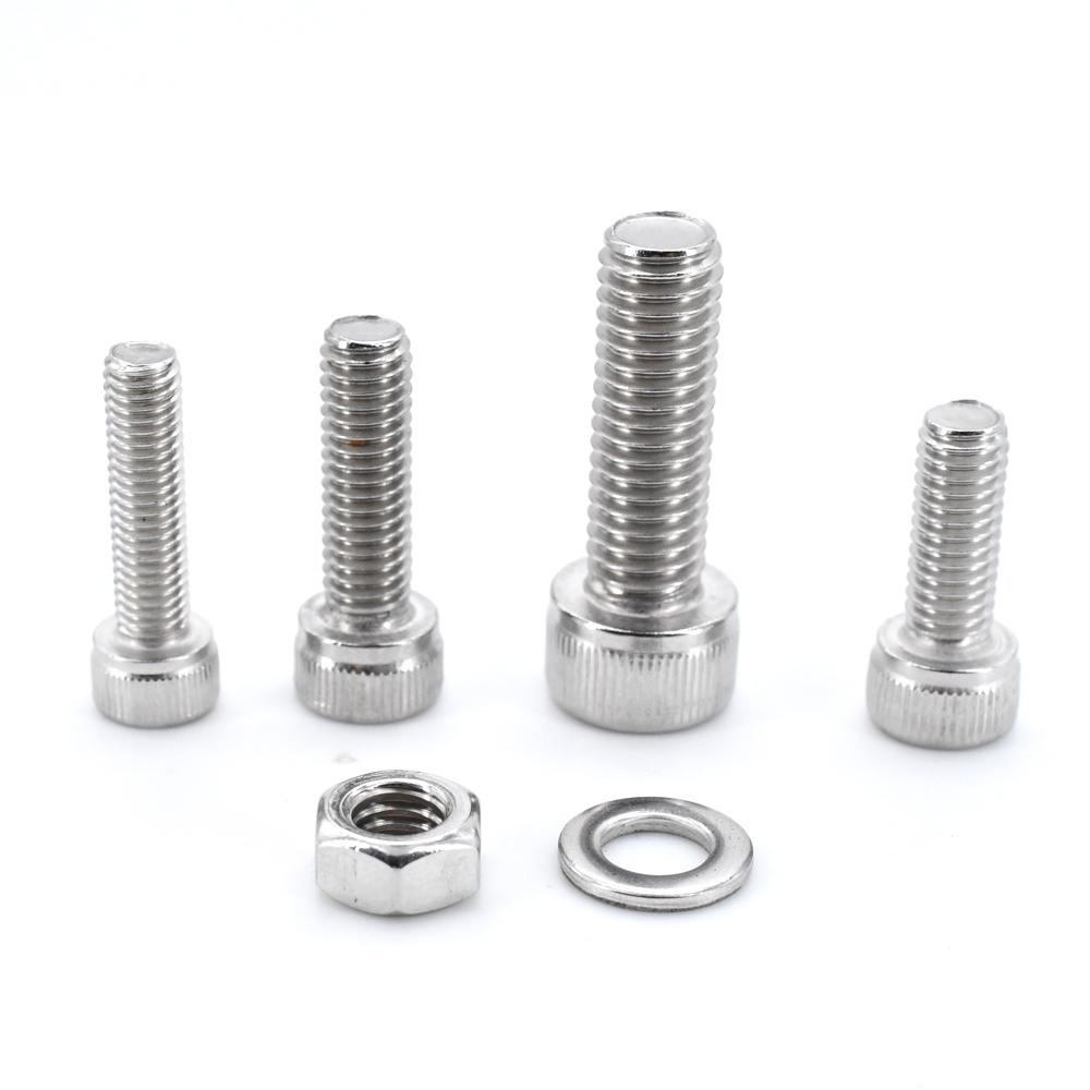 M2 M3 M4 M5 M6 DIN912 304 Stainless Steel Head Hexagon Hex Socket Cap Screw Bicycle Hex Bolts Nuts And Washers Assortment Kit