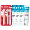 3-pack wide head soft bristle toothbrushes & rose tea toothpaste