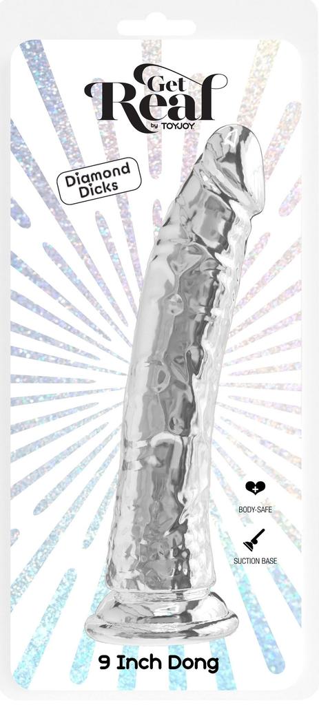 Gode Sans Bourse Diamond Dick 23 x 4.5cm Transparent - Get Real TOYJOY - GODE TRANSPARENT