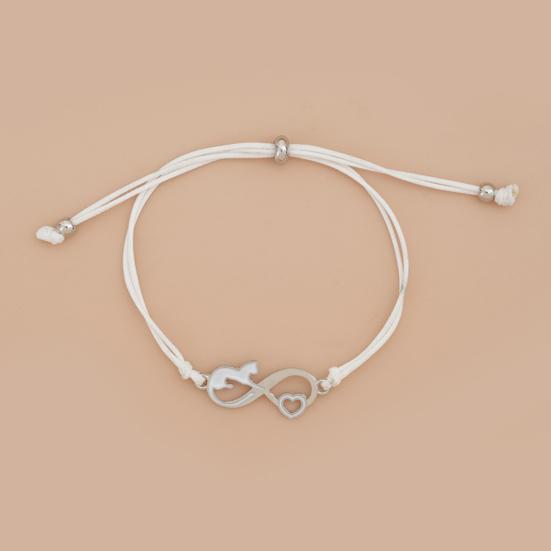 Women Bracelet Oil-dropping Handmade Braided Adjustable Soft Love Heart Black Cat Charm Rope String