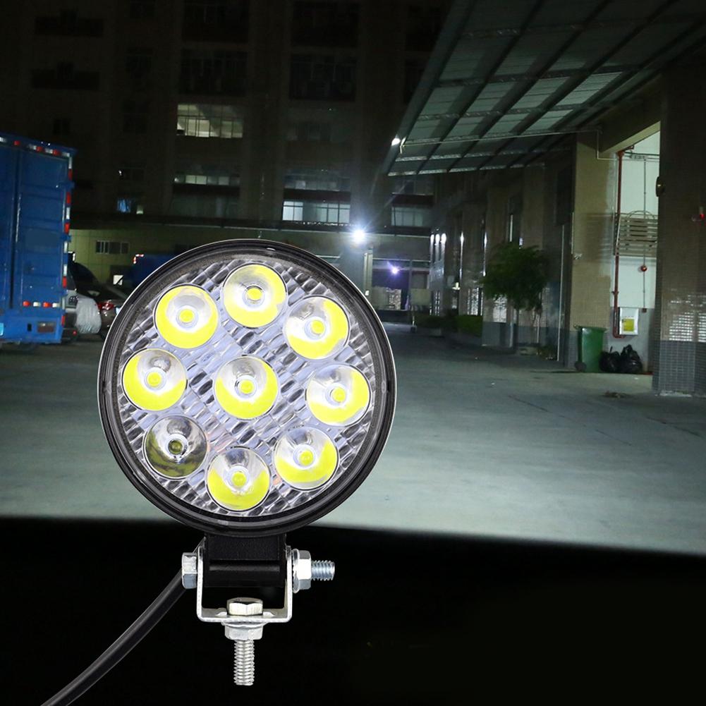 27W 9LED Round Mini Work Light Auxiliary Lamp Light for Car Motorcycle Truck Forklift BoatBlack