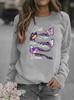 Butterfly Print Women's Round Neck Hoodie
