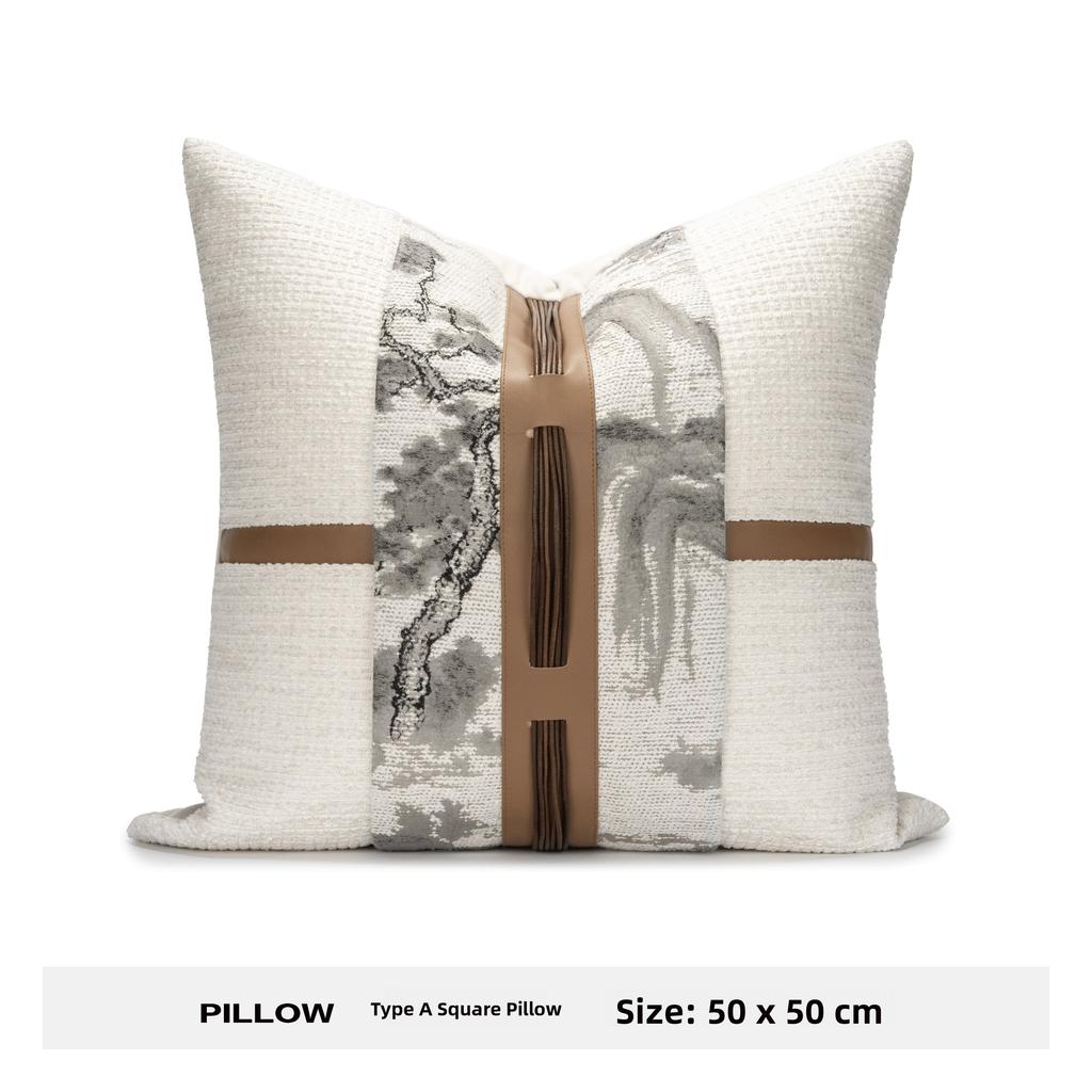 Modern Chinese Style Sofa Pillow Mountain Water Landscape Painting Lightweight Luxury Combination Home Stay Bed Head Cushion
