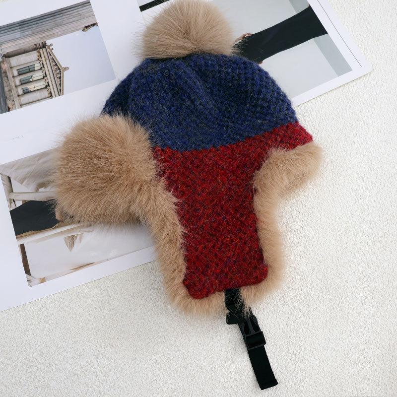 Fashion Fleece Thickened Hat Women's Winter Windproof Ear Protection Lei Feng Hat Cycling Skiing Knitted Wool Hat