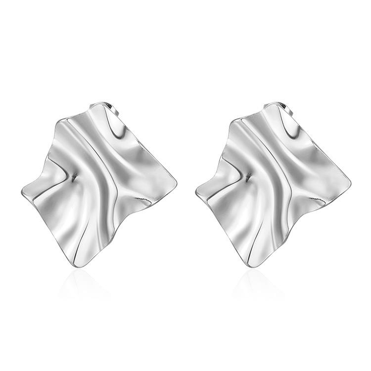French retro style stainless steel earrings K gold-plated niche stud earrings versatile personality irregular earrings