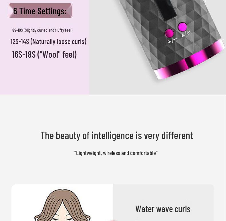 Wireless Rechargeable Automatic Hair Curler - Portable Electric Styling Wand