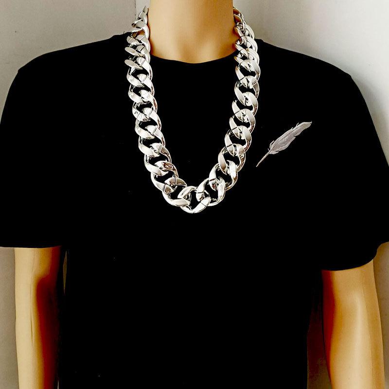Hip-hop CCB Exaggerated Large Gold Chain Plastic Simulation Gold Necklace Personality Performance Festival Performance Props