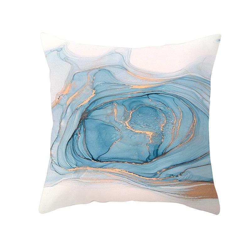 Nordic Marble Pattern Gold Edge Printed Peach Skin Pillow Cover Watercolor Ink Pattern Home Bedroom Pillow Cushion Cover