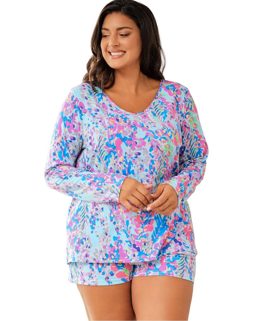 Azura Exchange Floral Print Long Sleeve and Shorts Lounge Outfit