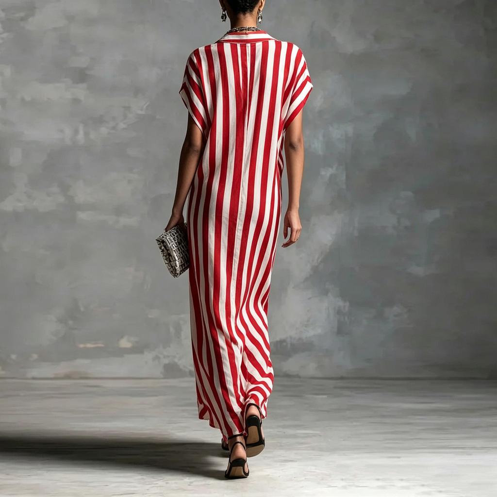 Women's Summer Casual, Fashionable, And Elegant Loose-Fit V-Neck Dress