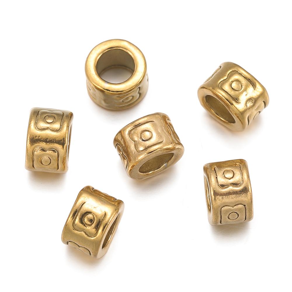 5Pcs/Pack Stainless Steel Spacer Beads Large Hole Tube Round Bead for Charm Bracelet Necklace DIY Jewelry Making Accessories