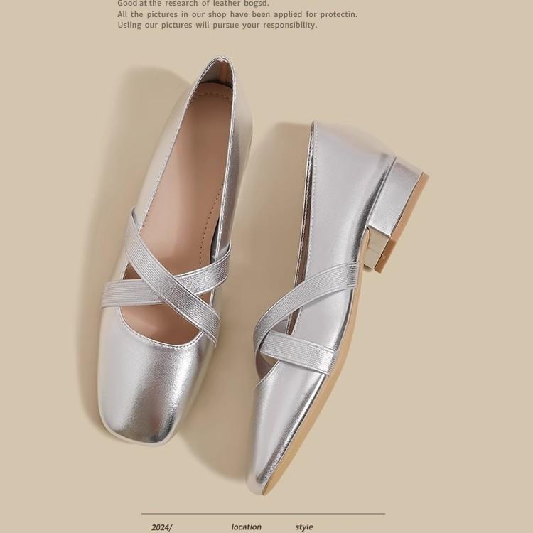 Silver ballet single shoes women's 2025 summer new French cross evening breeze light mouth temperament flat Mary Jane shoes