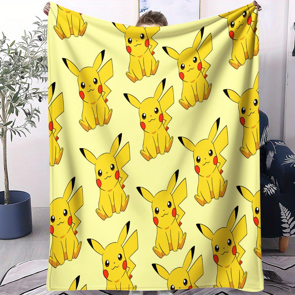Pokemon PikachuAsh Blanket Flannel Throw Blanket Gift Winter Warm Universal Blanket for Living Room Sofa Bed Camping Trip
