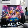 1Pc Kpop Demon Hunter Print Flannel Blanket, High quality Comfortable for All Seasons, Home Decor, Warmth and Comfort, Perfect for Gifts