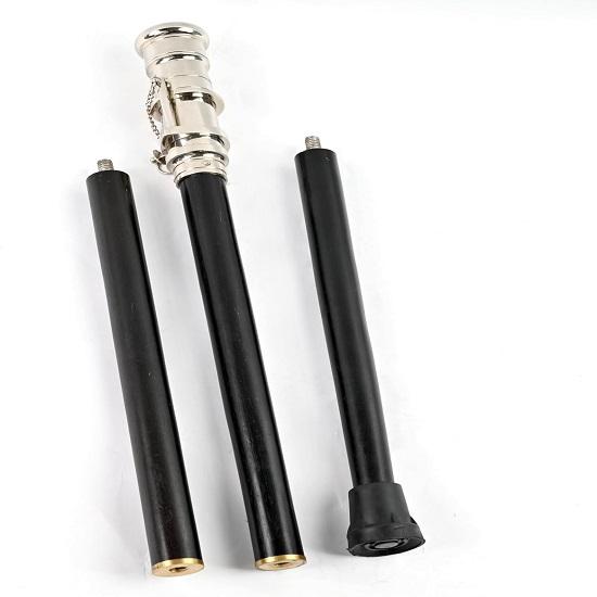 Teleskop-Gehstock, Chrom-Finish, Kostüm, Holzstock, faltbar, Rosenholz, Steampunk-Stil
