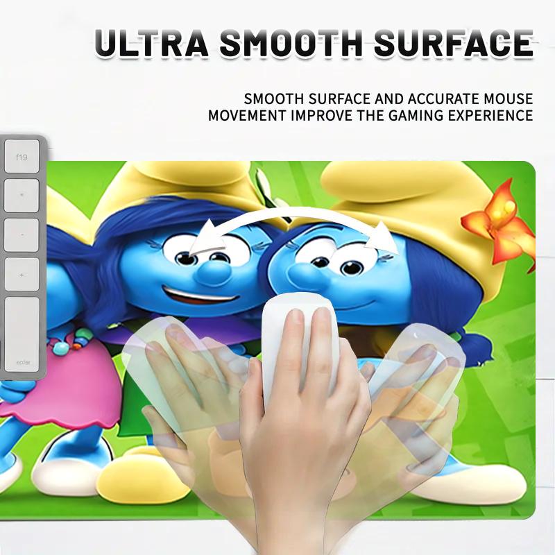 1Pc Smurf Family Adventure Gaming Mouse Pad Keyboard Desk Mat Non-slip Rubber Lock Edge Waterproof Computer Mousepad for Office Home Decor Y1112