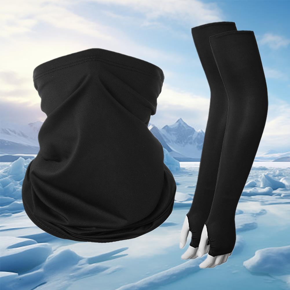 Ice Silk Face Cover Set Summer Sun Protection Anti-UV Quick-drying Breathable Fishing Mask Sleeves For Outdoor Fishing Cycling