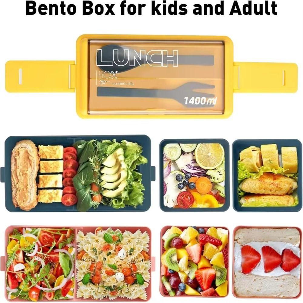 Leakproof Design Travel Food Container 700/1400ml Capacity Dinnerware Set Food Lunchbox  Office Use