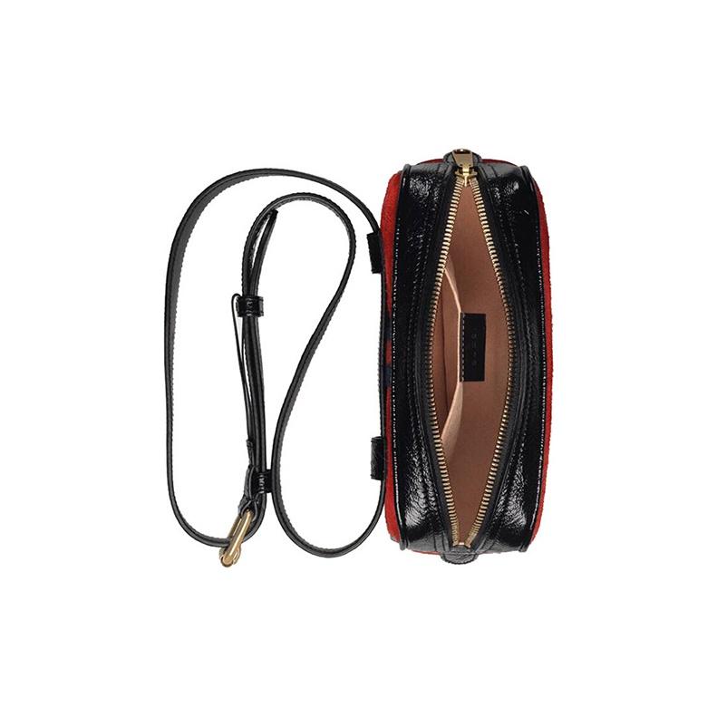Gucci Ophidia Striped Web Patent Leather Trim Shoulder Crossbody Bag Unisex bags Red Black 517076-0KCDB-8670