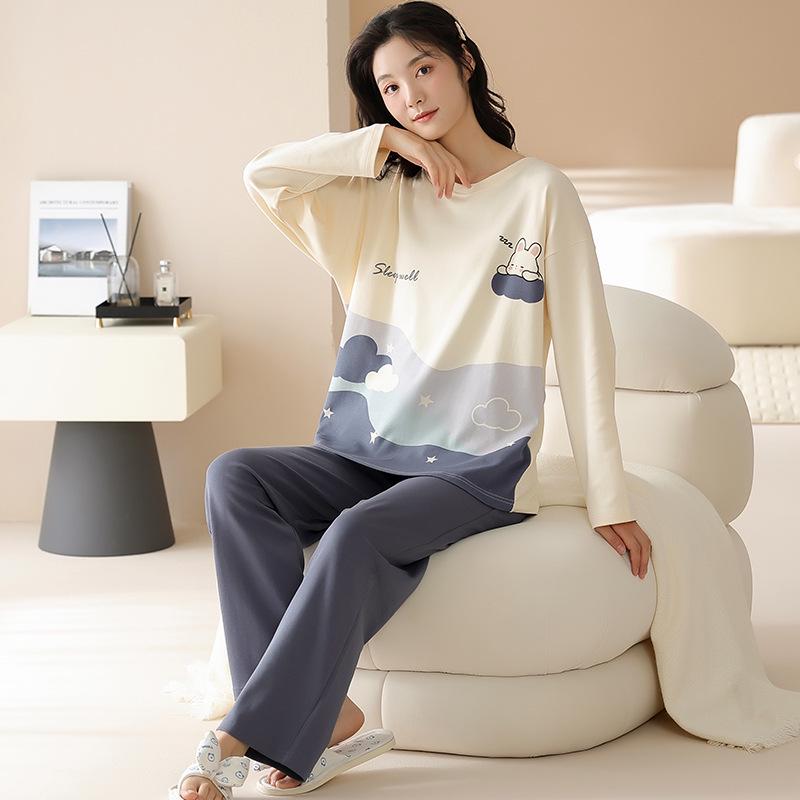 2026 Couple s Pajamas Set: Women s Long Sleeve Spring/Fall Cotton & Men s Homewear M