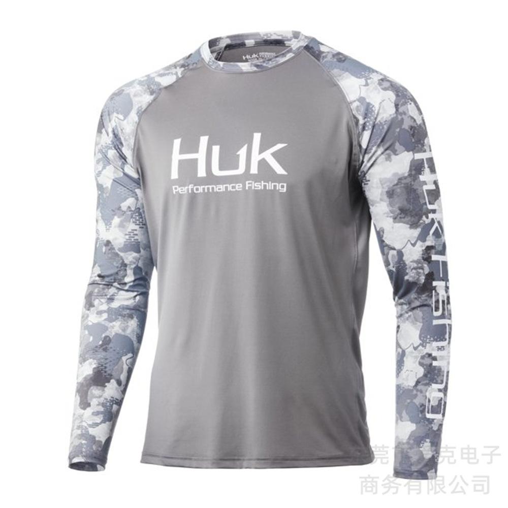 HUK fishing suit quick-drying long-sleeved summer outdoor sunscreen suit sportswear Luya fishing shirt breathable T-shirt men