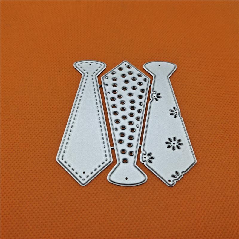 

Три мужских галстука украшены металлическими штампами для скрапбукинга, тиснение, трафареты для изготовления карт, ремесленный декор серебряный