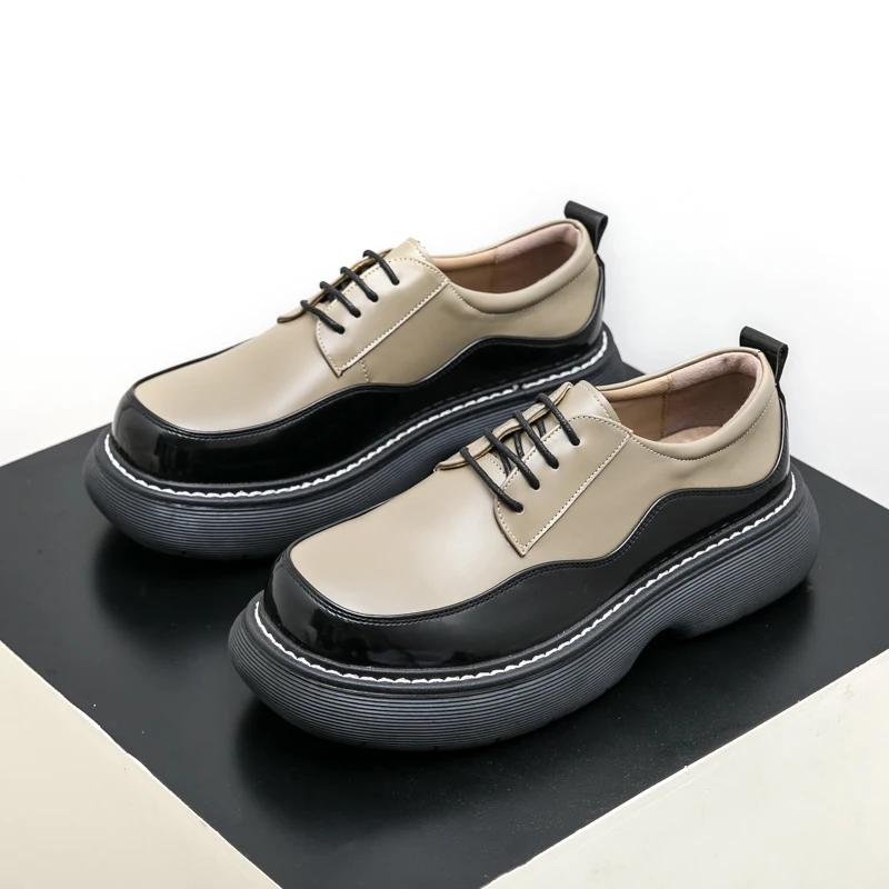 Fashion Handmade Men Leather Oxford Shoes Lace Up Casual Shoes Male Comfortable Formal Dress Footwear Outdoor Daily Derby Shoes Sneakers