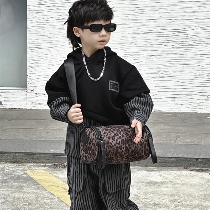 Chic And Trendy Leopard Pattern Cylindrical Pillow Bag For Fashion Children
