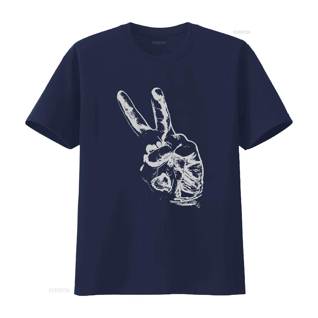 Peace Out Hand Sign T Shirt Artistic Design Pacifist Victory Humanist  Vintage Washed Fashion Comfortable Homme
