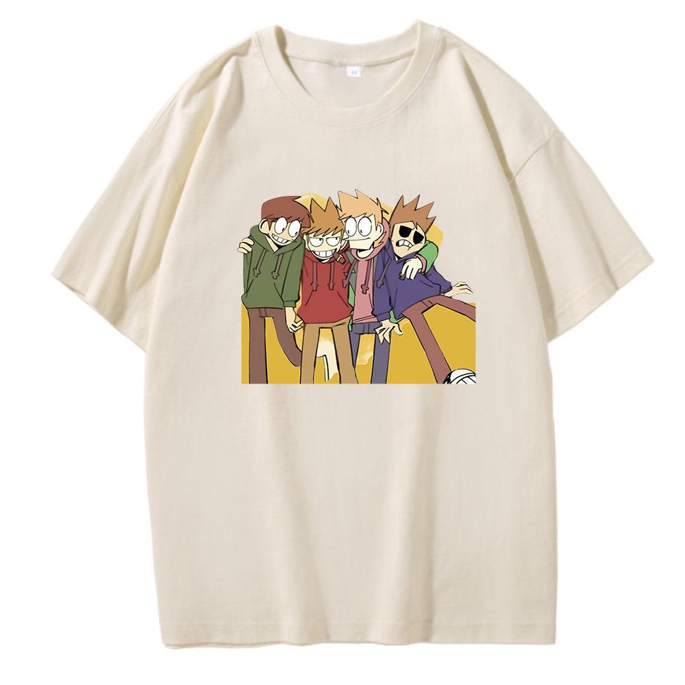 Eddsworld T-shirt Anime Short Sleeve 2022 Summer 100% Cotton Edd Tom Matt Todd Four Boys Men Unisex Tees Print Casual Women Tees