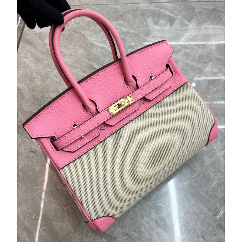 New Cowhide Canvas Platinum Bag Leather Casual Splicing Contrasting Bag Large Capacity Portable Shoulder Messenger Bag
